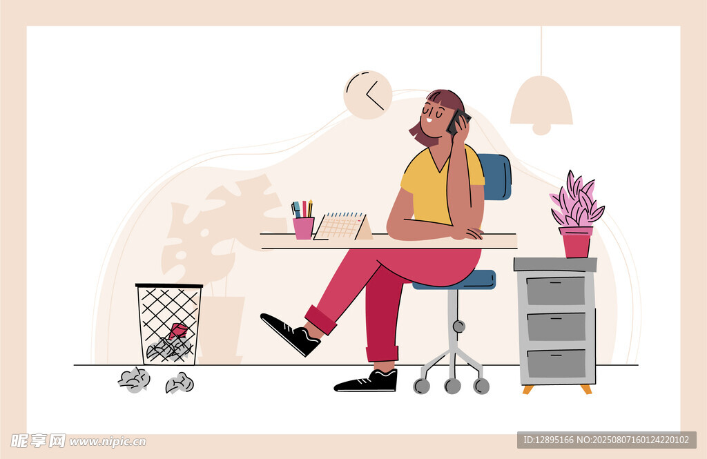 办公女性惬意享受咖啡时光