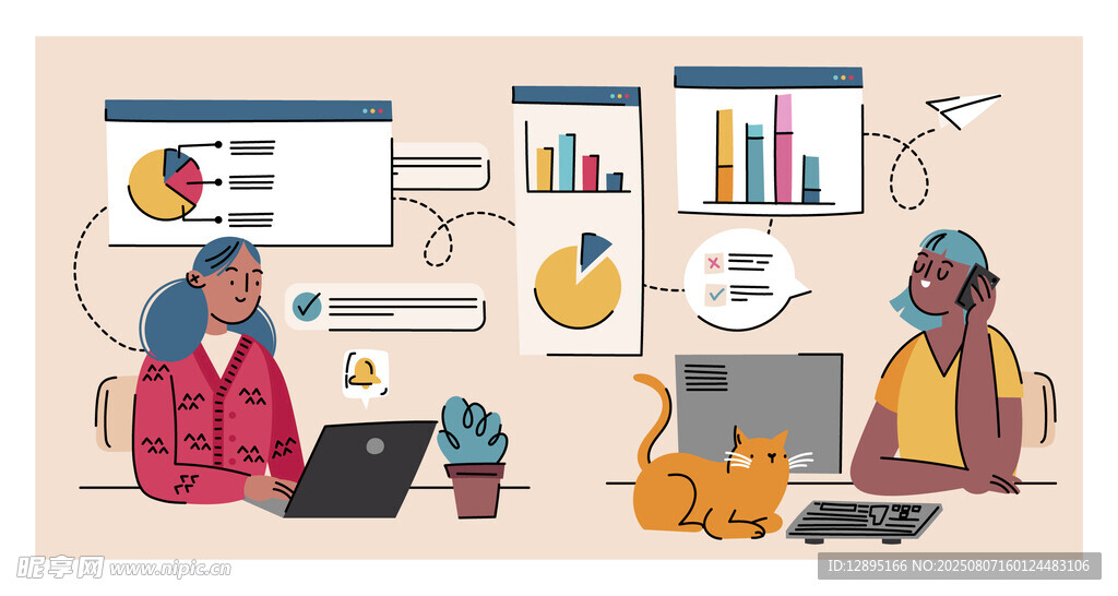 两人远程协作办公场景