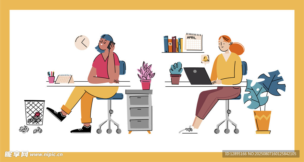 办公场景中的两人工作画面