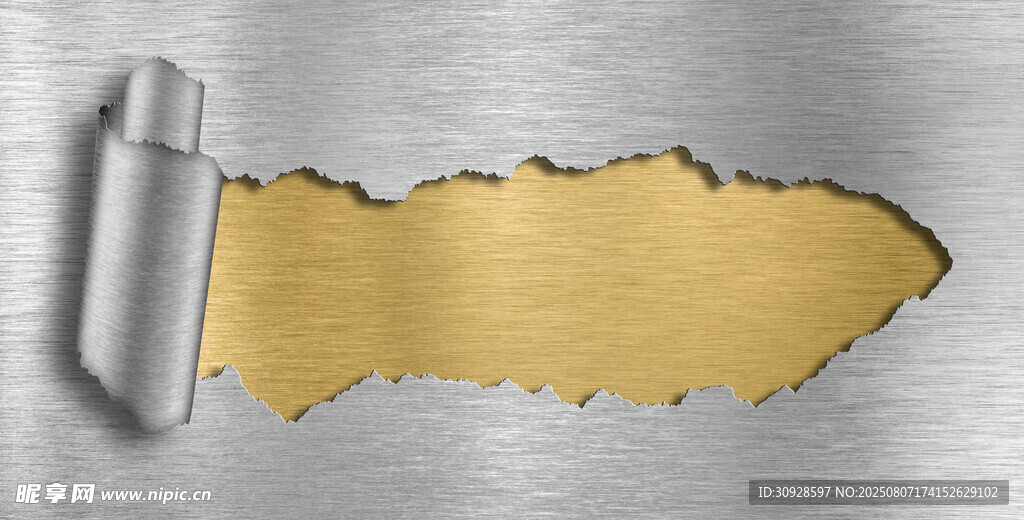 撕开金属显金色背景