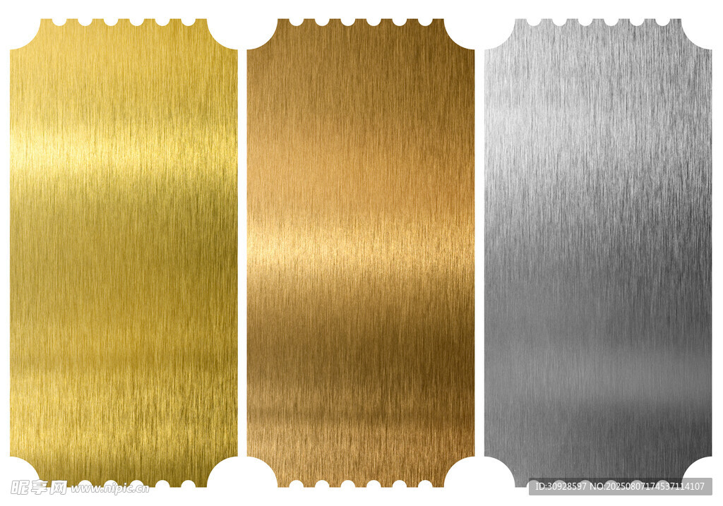 三种金属质感材料展示