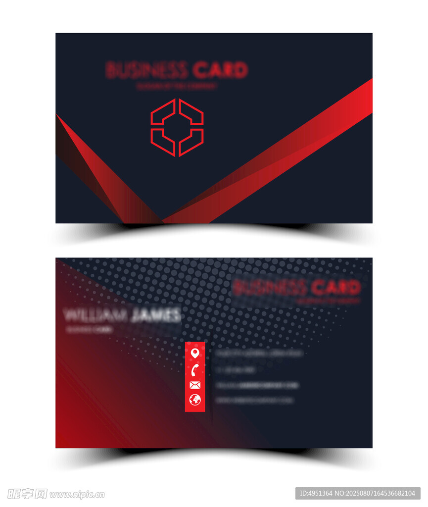 商务风红蓝渐变名片设计