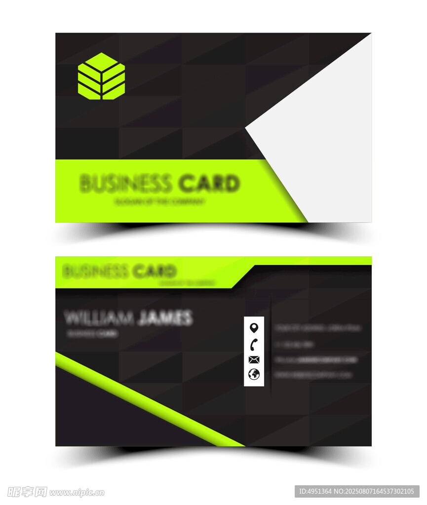 时尚黑绿配色商务名片设计