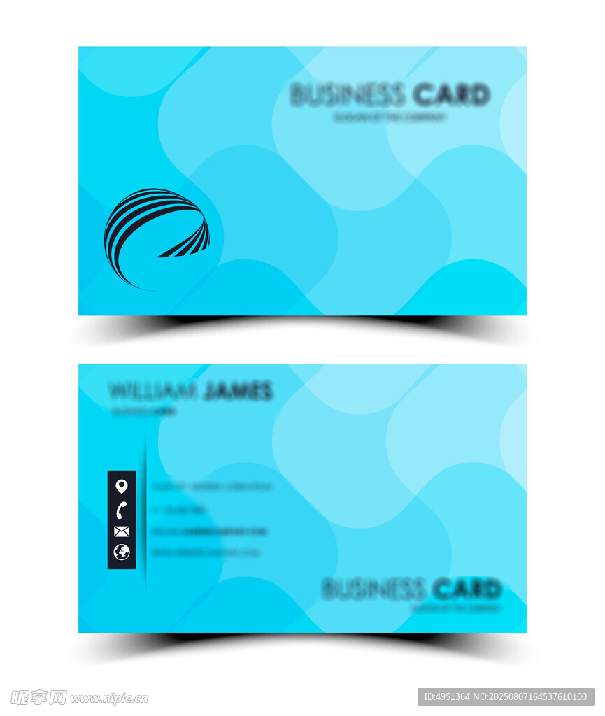 蓝色简约风格商务名片设计