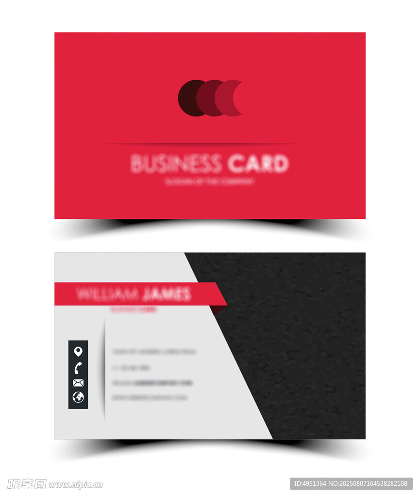 红黑配色商务名片设计