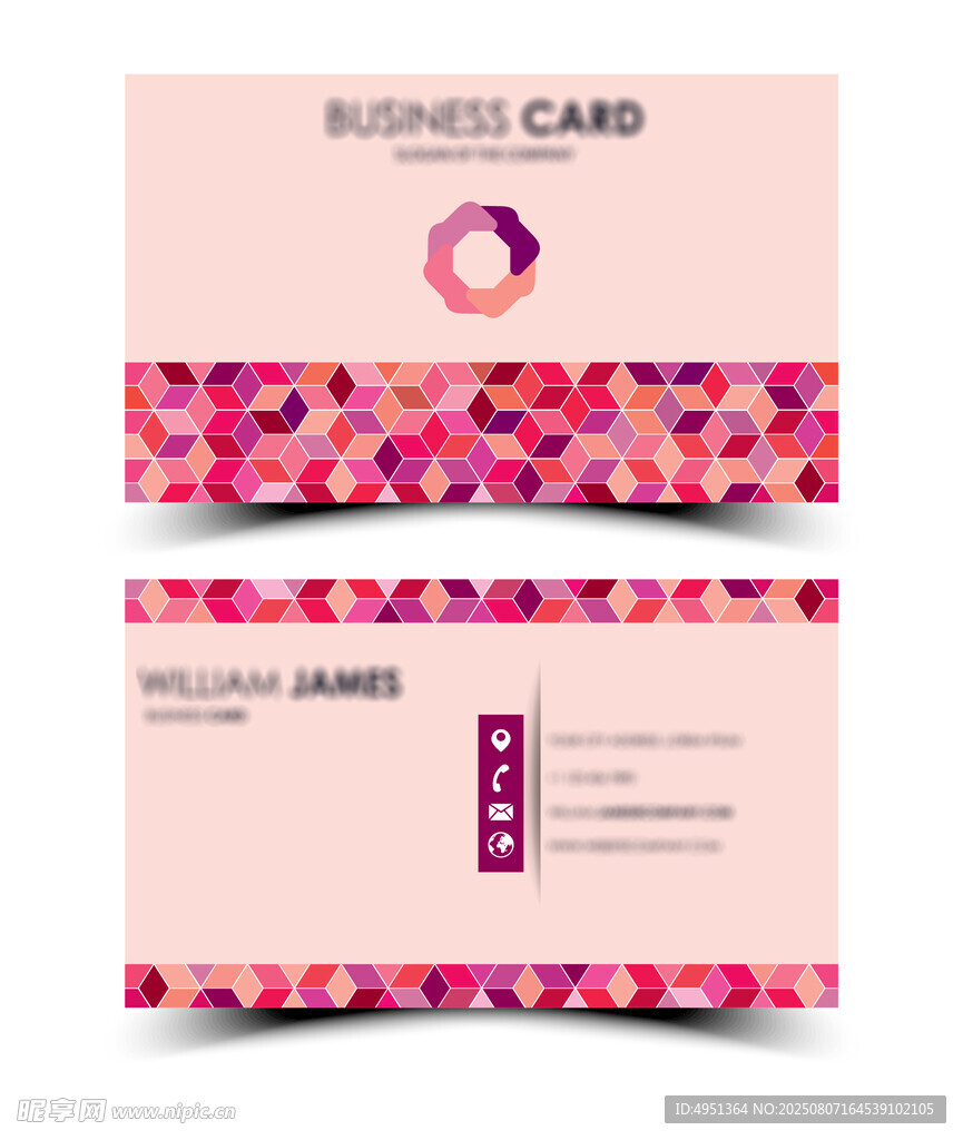 粉色几何图案创意名片设计