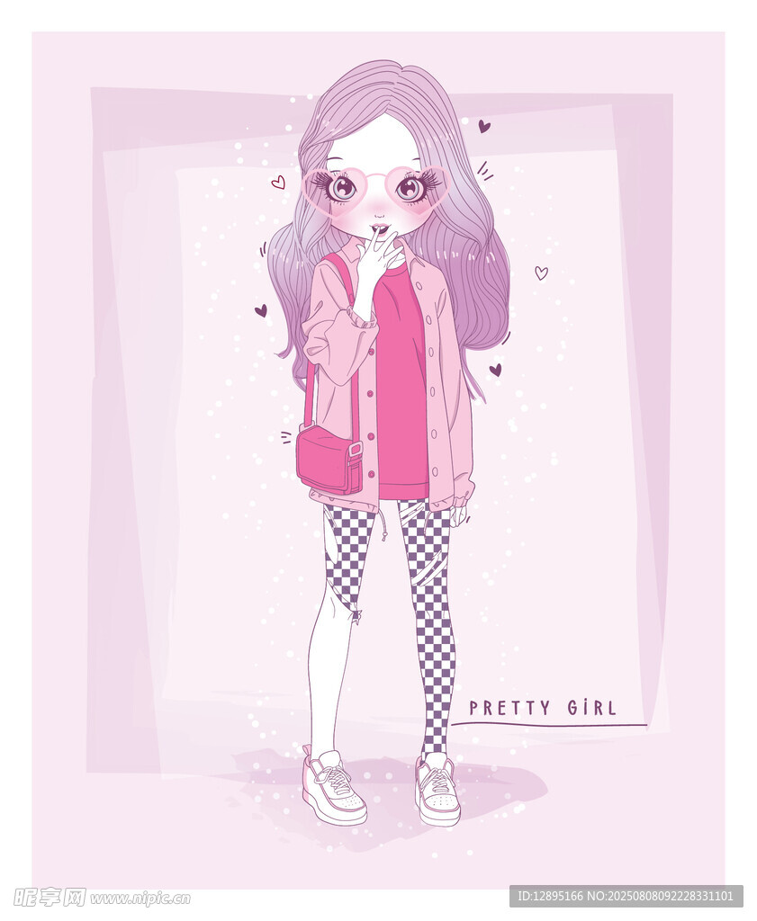 粉色系可爱动漫少女形象