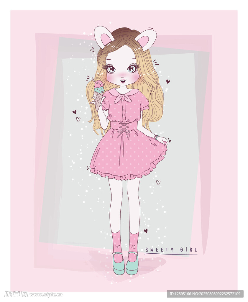 粉色系可爱卡通少女形象