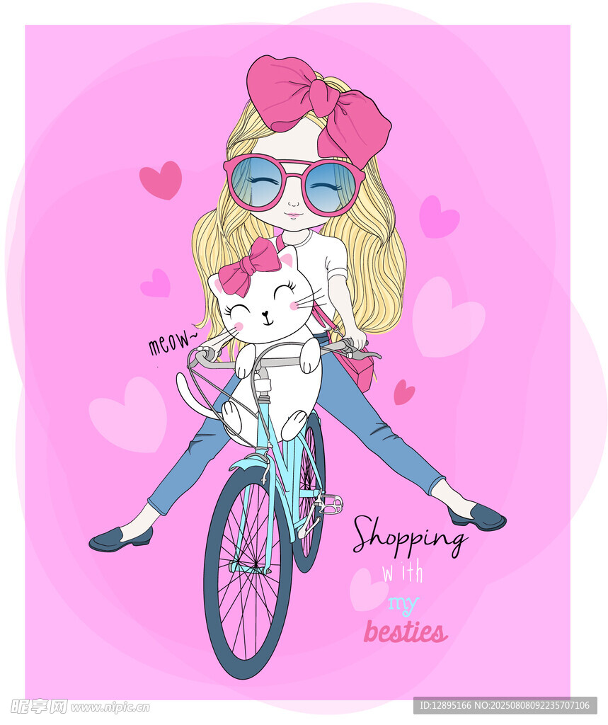 女孩骑车与萌猫的甜蜜瞬间