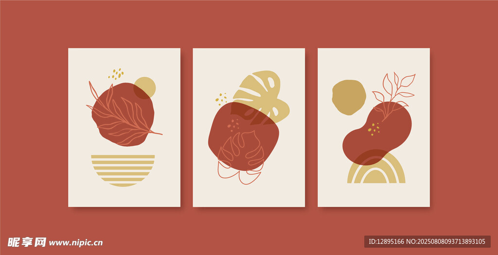 三张柿子插画图案设计