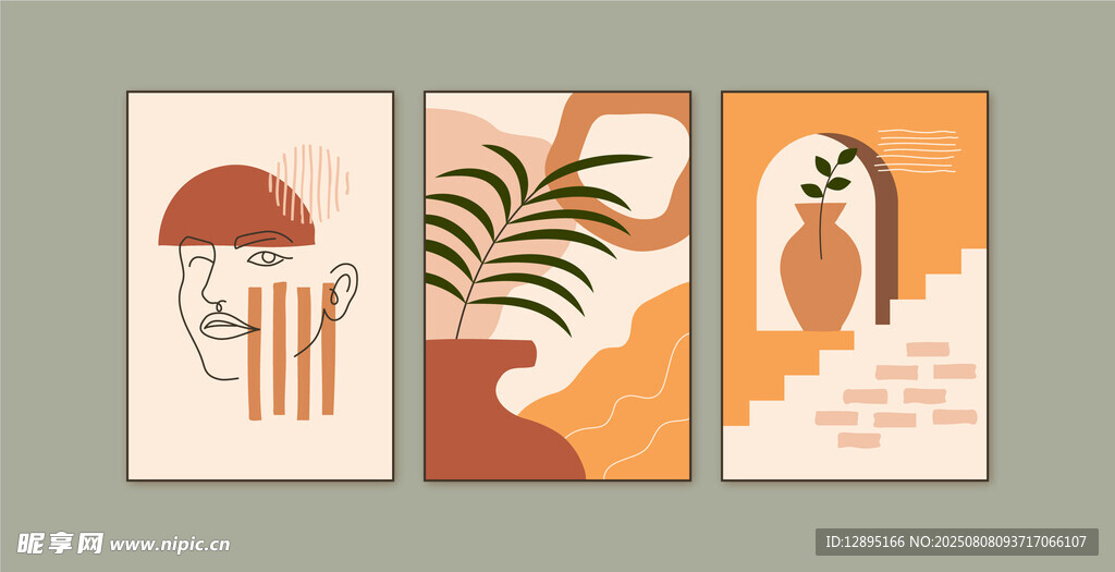 简约植物人物装饰画