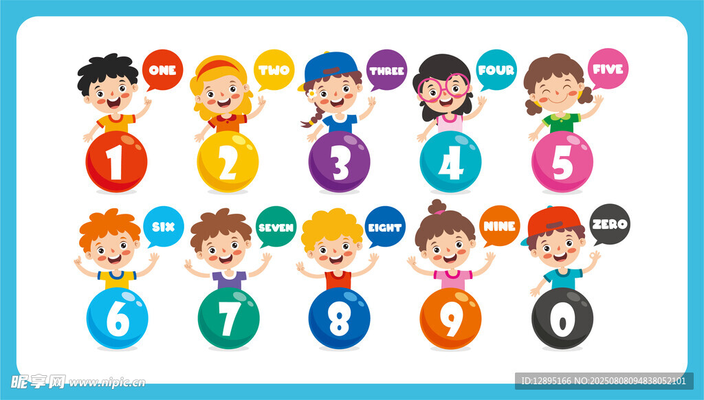 儿童数字与头像组合图案