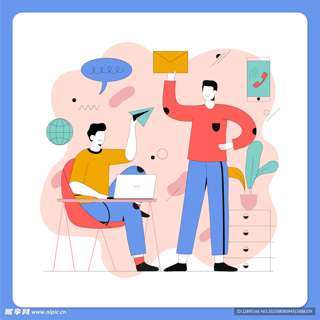 两人互动交流的办公场景