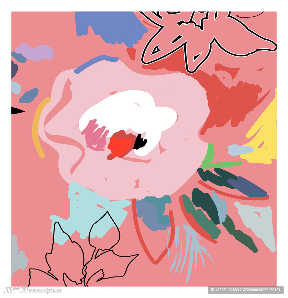 抽象花卉艺术插画