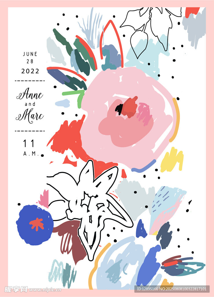 抽象花卉水彩艺术插画