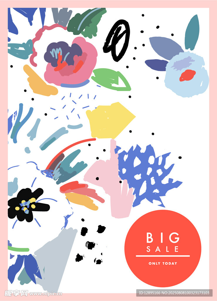 多彩花卉促销图案设计