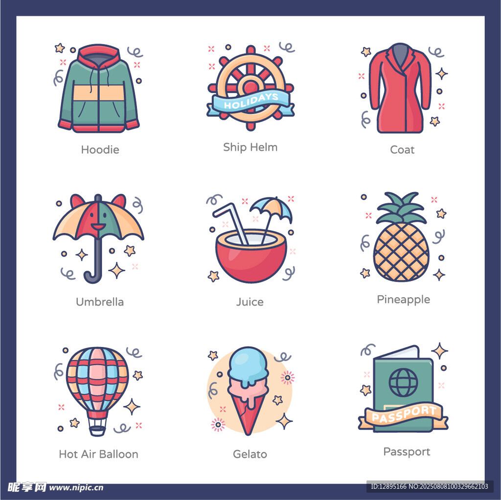 可爱卡通物品图标集合