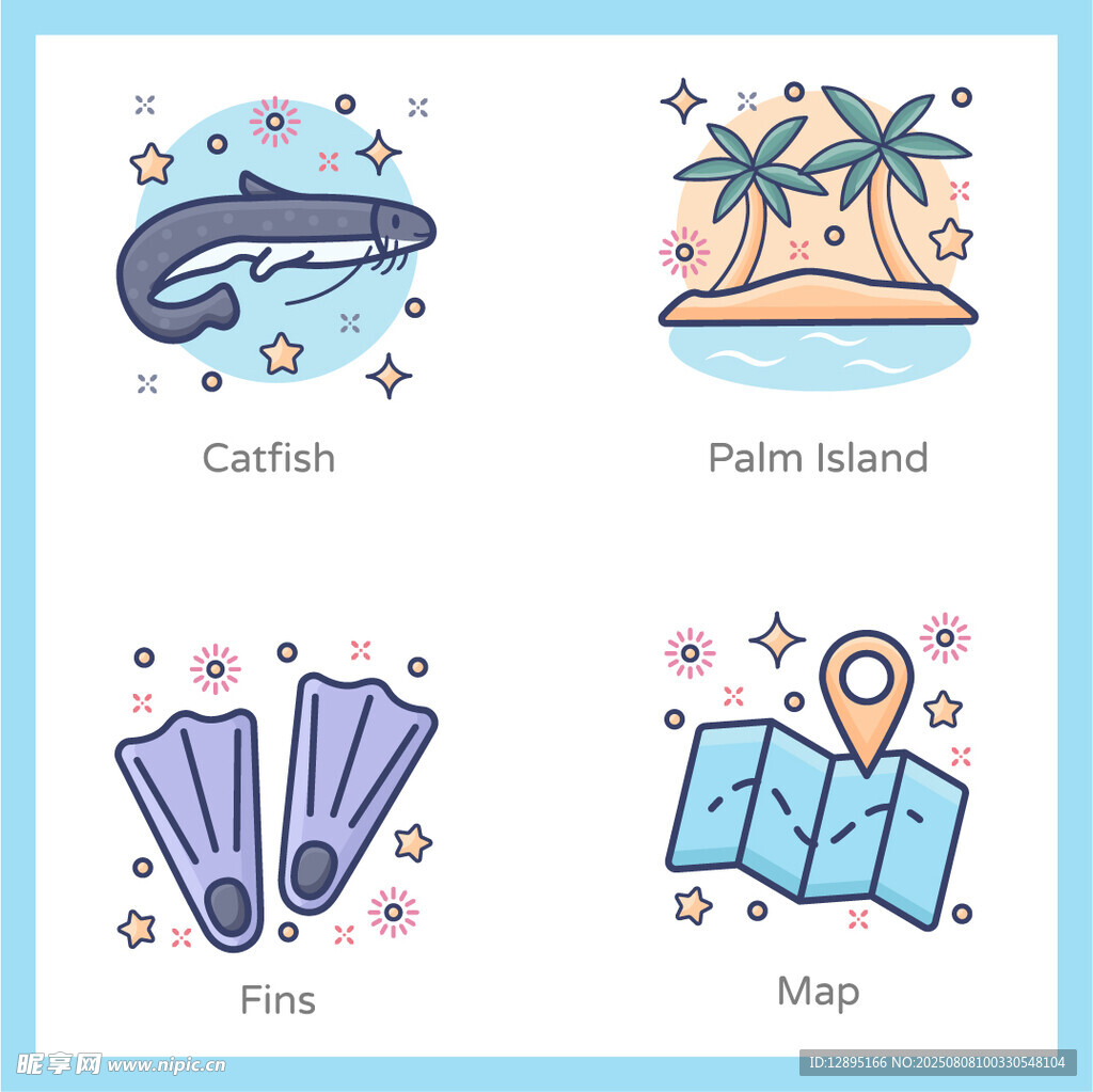 海洋度假元素图标集合