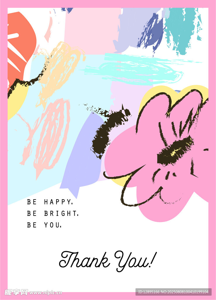 手绘花卉感谢卡