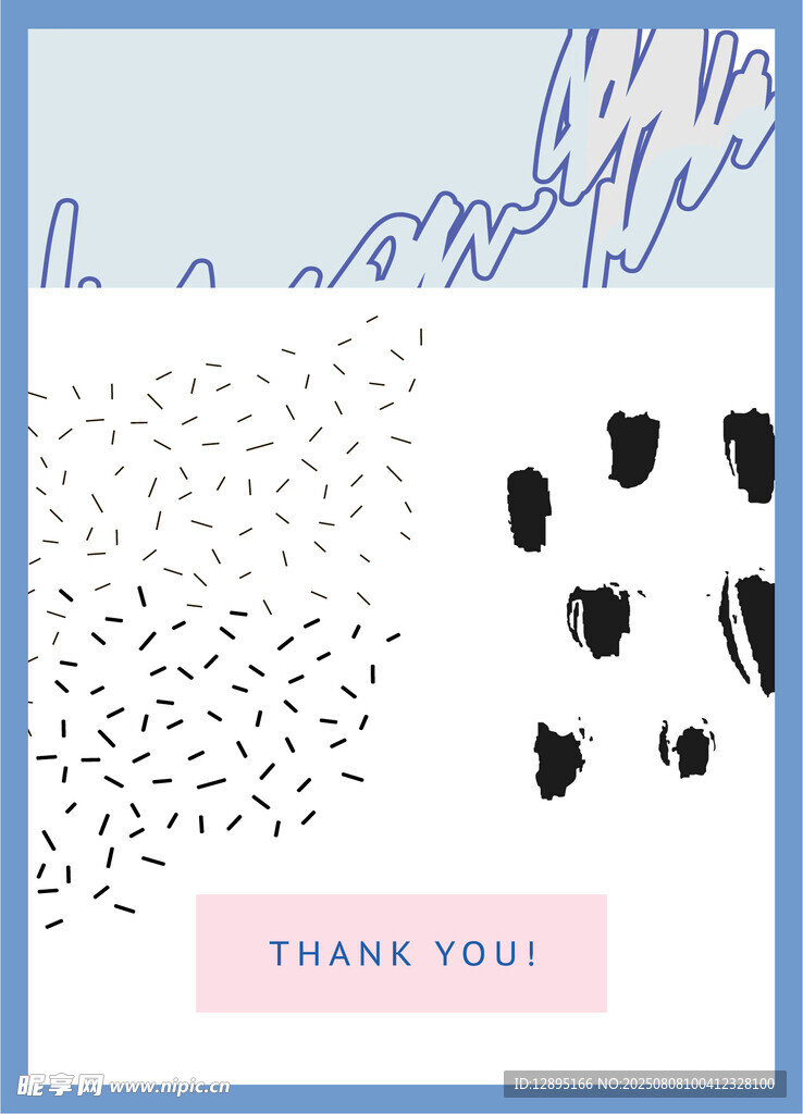 简约手绘图案感谢卡设计