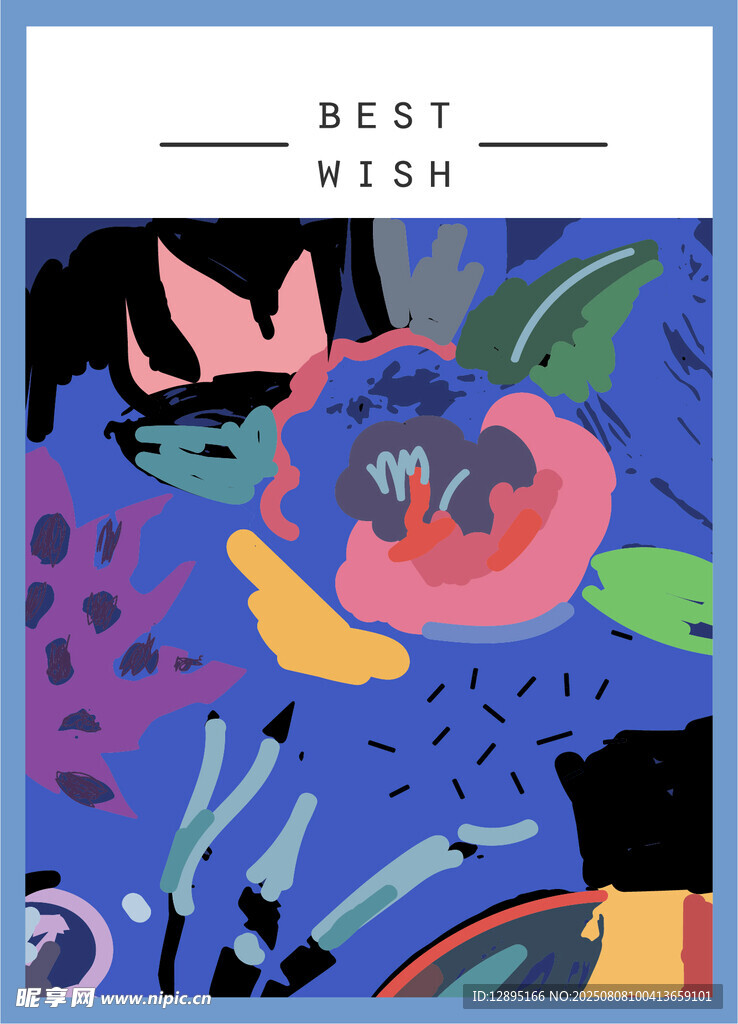 抽象多彩花卉艺术画作