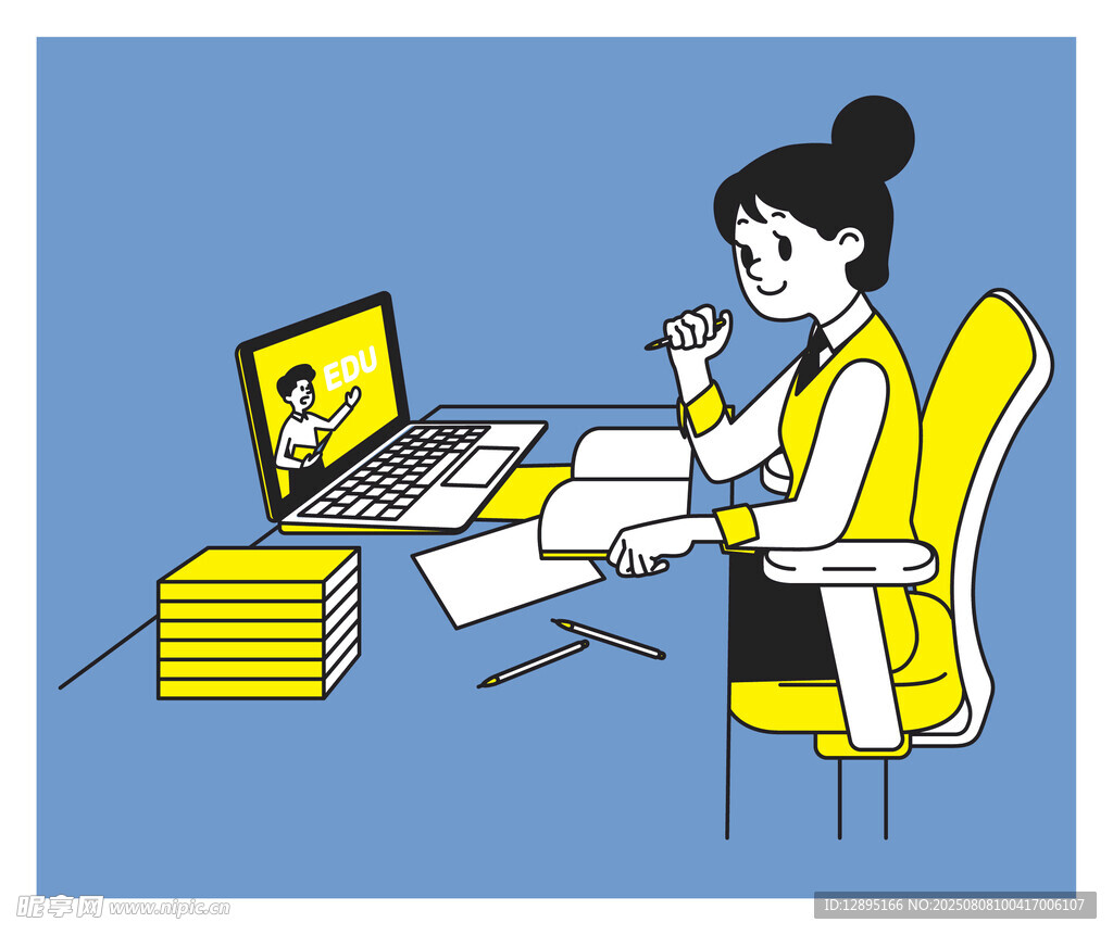 女士专注办公场景图