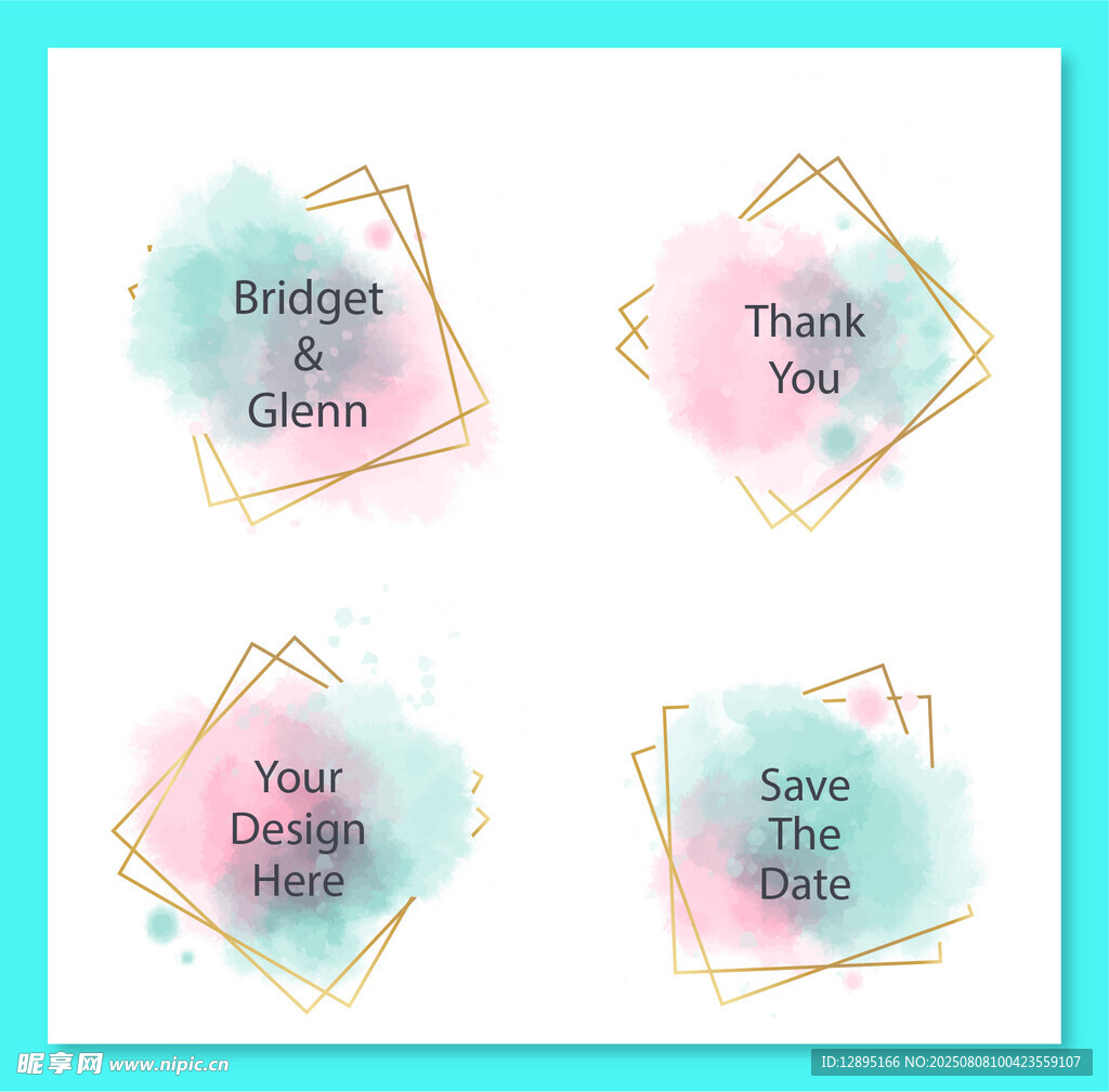 多彩水彩风格装饰标签设计