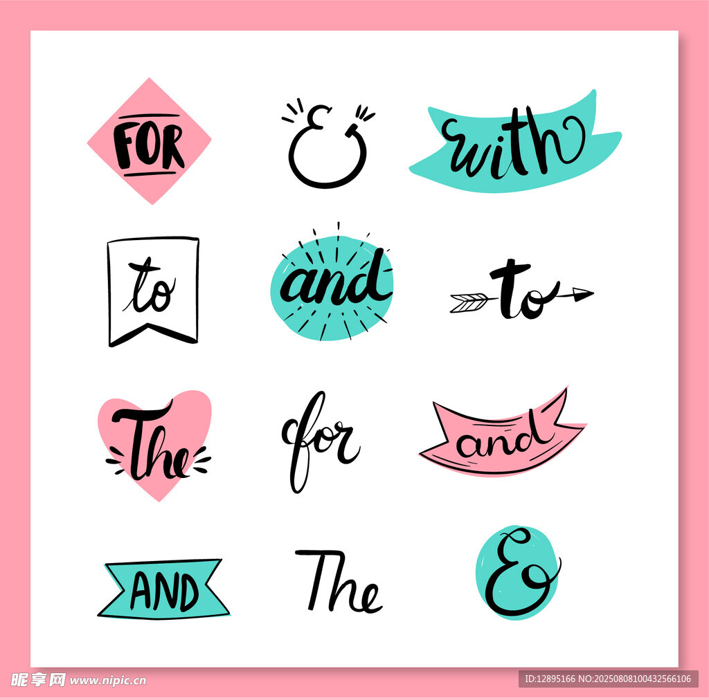 可爱英文装饰字体设计元素