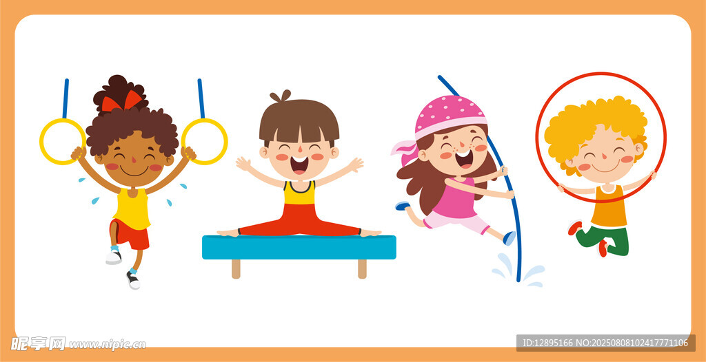 儿童欢乐进行体操运动