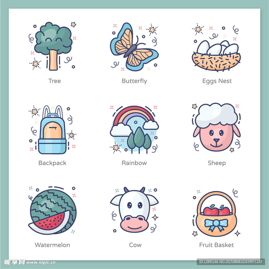 可爱卡通图标集合