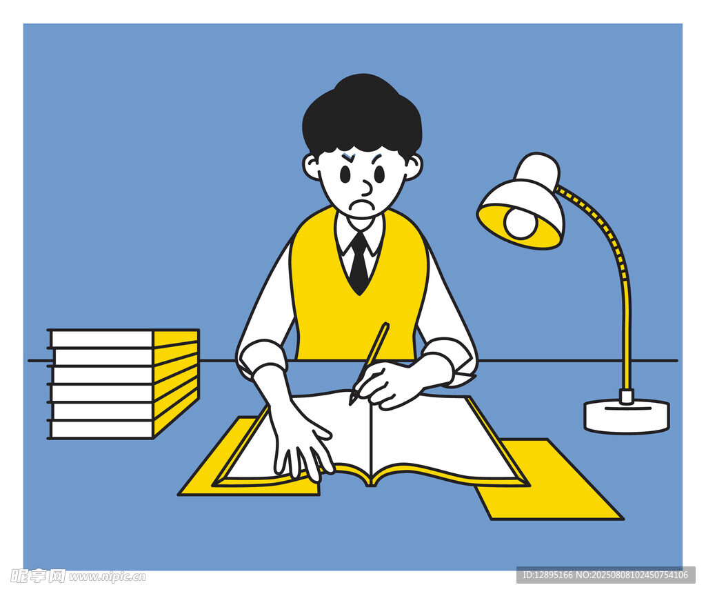 学生伏案专注书写场景