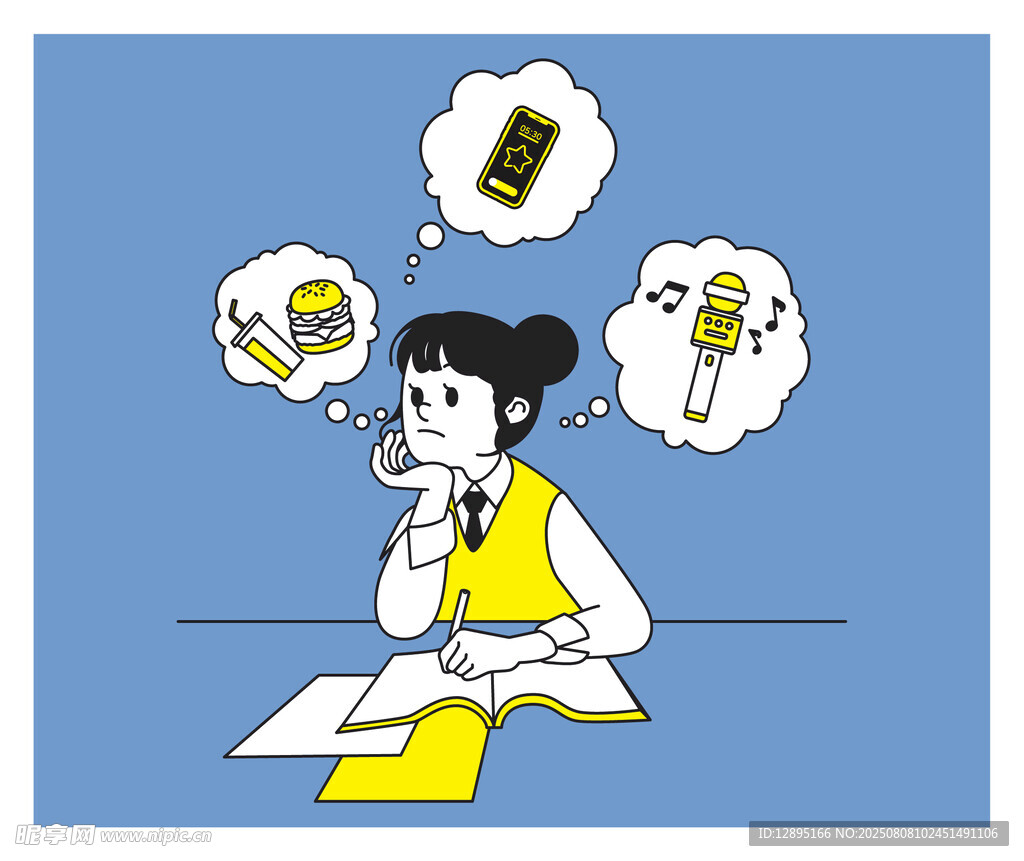 女孩读书时的奇思妙想