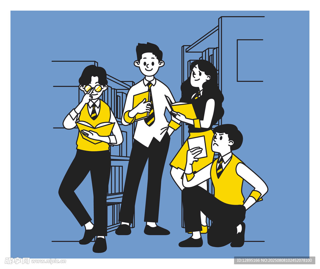 团队成员在门口交流协作