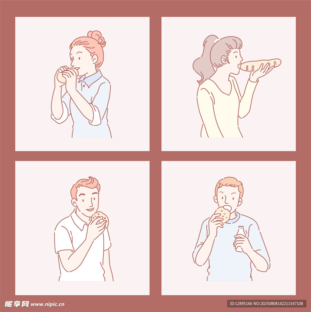 人物多样吹奏动作插画