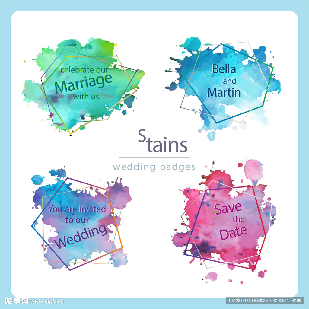 多彩水彩雨滴装饰图案