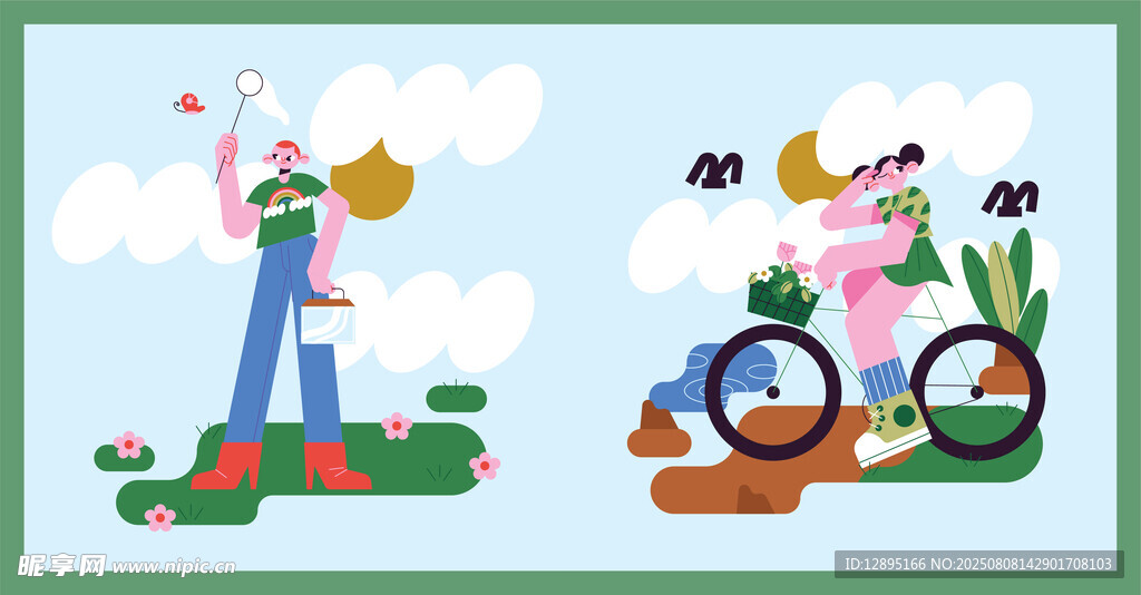 儿童欢乐骑行与玩耍场景