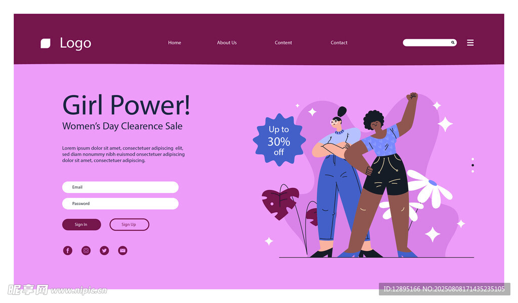 女性力量主题网页界面设计