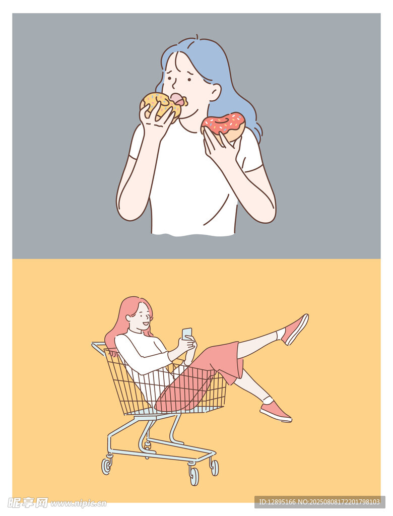 女孩的惬意饮食与休闲时刻