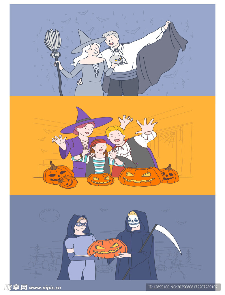 万圣节奇幻角色插画
