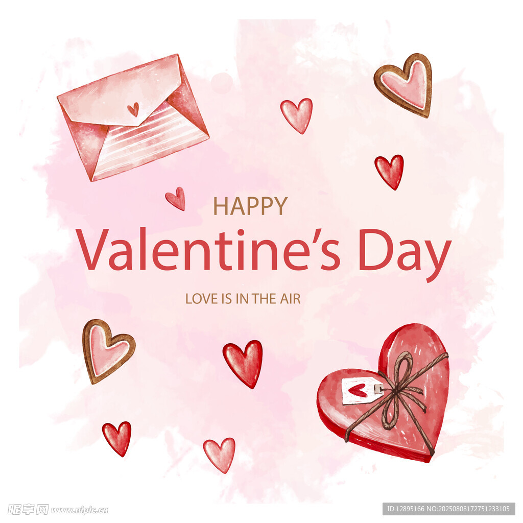 情人节浪漫爱心与信封元素