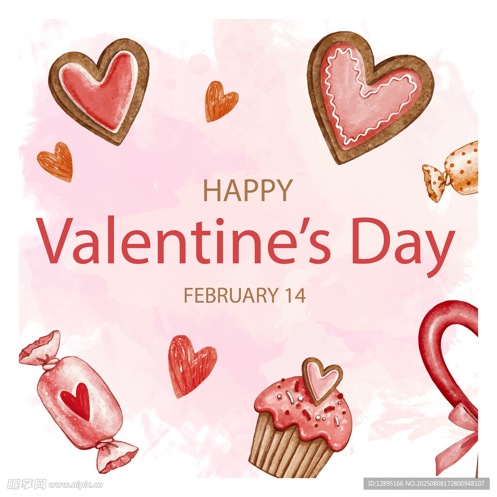 情人节甜蜜元素插画