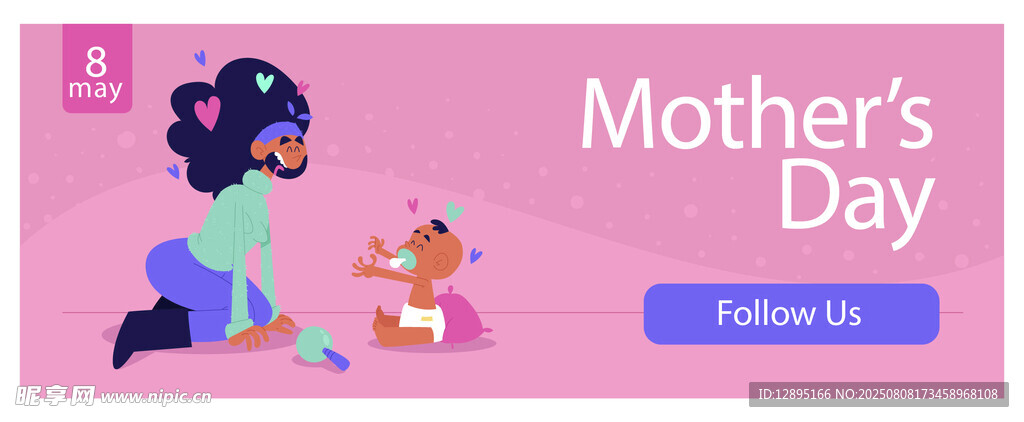 母亲节温馨场景插画