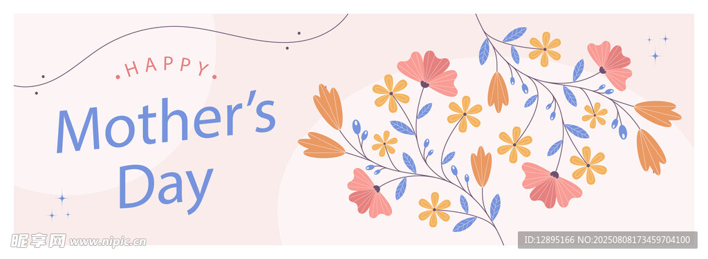 母亲节花卉装饰图案