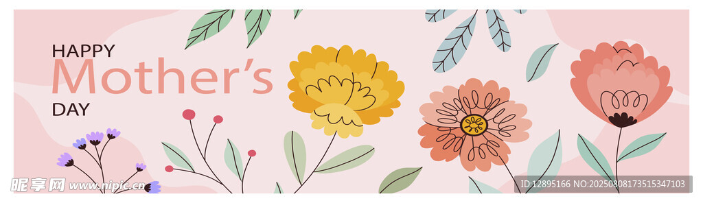 母亲节花卉装饰图案设计