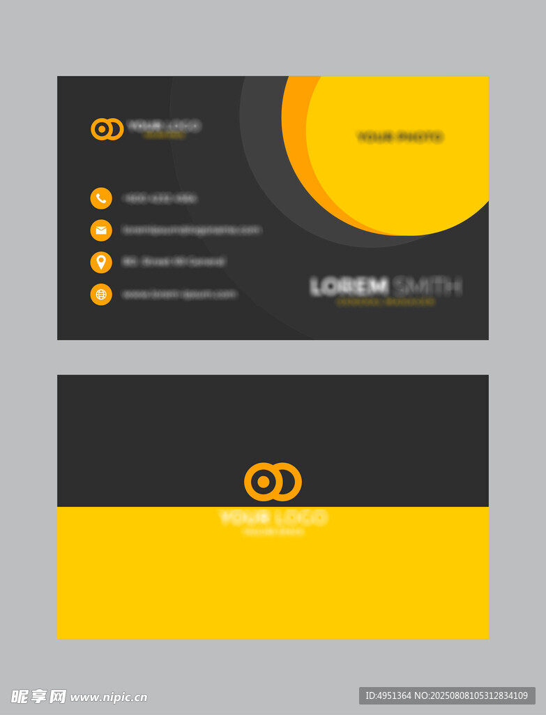 黑黄配色简约商务名片