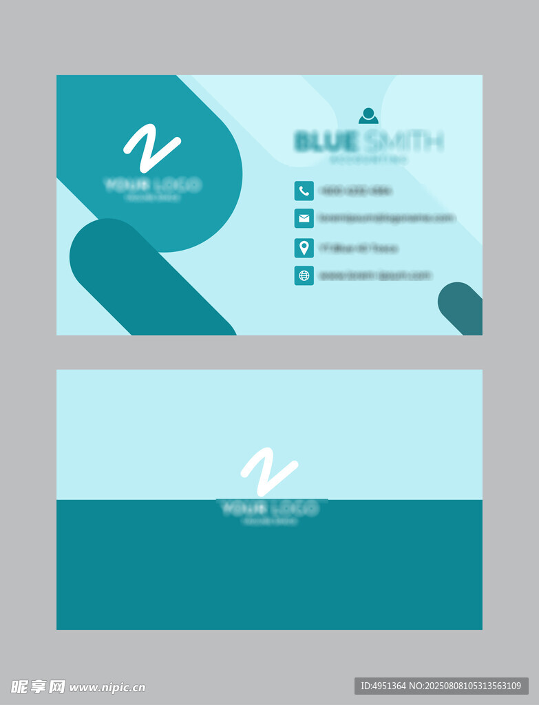 简约蓝调商务名片设计