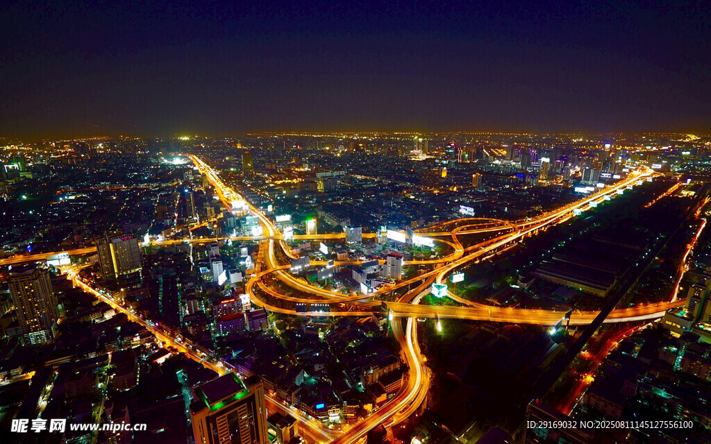 城市璀璨夜景鸟瞰图