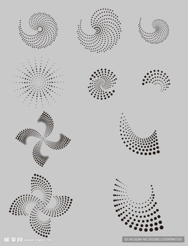 几何螺旋风车图案设计元素