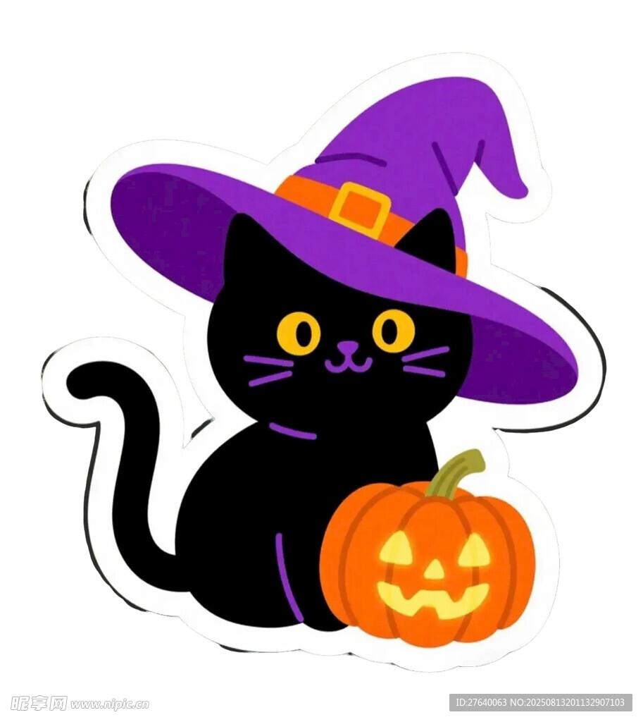 黑猫戴帽伴南瓜