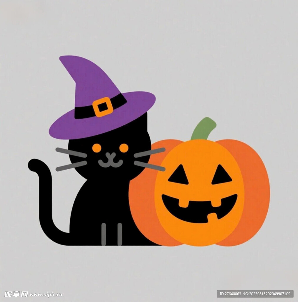 万圣节黑猫插画